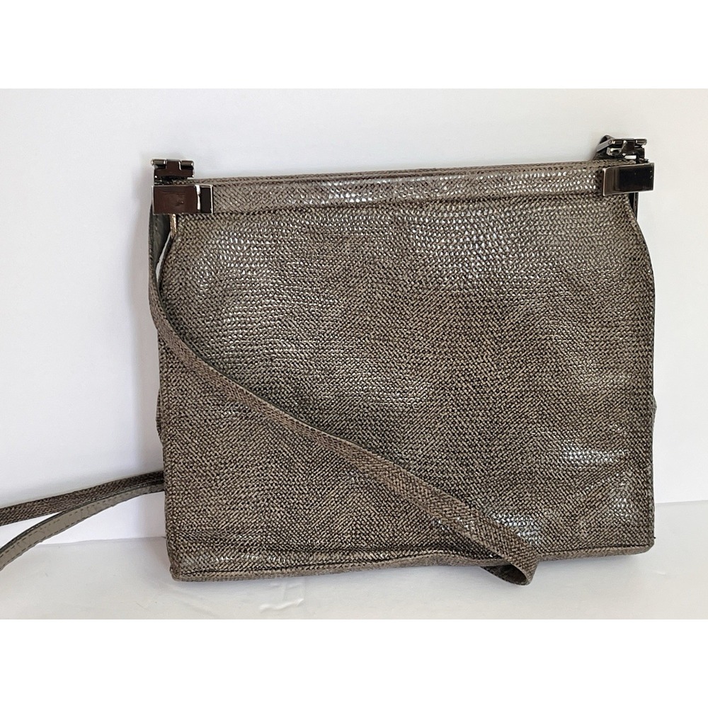 Vintage Stuart Weitzman Shoulder Bag Evening Bag Brown Leather Snakeskin Small